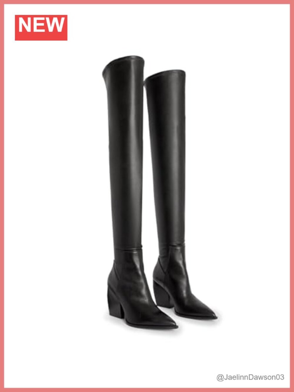 Stretchy Over the Knee Boots Pointed Toe Zip Closure Leather